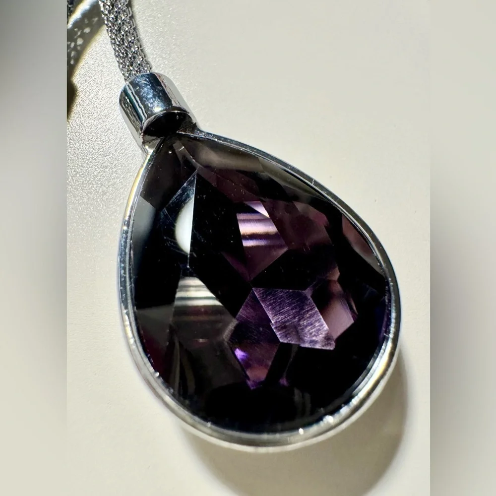 New Dark Purple & Clear Faceted Austrian Crystal Purse Bag Charm Keychain - 4.5” - Picture 3 of 7